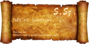 Sári Szofron névjegykártya